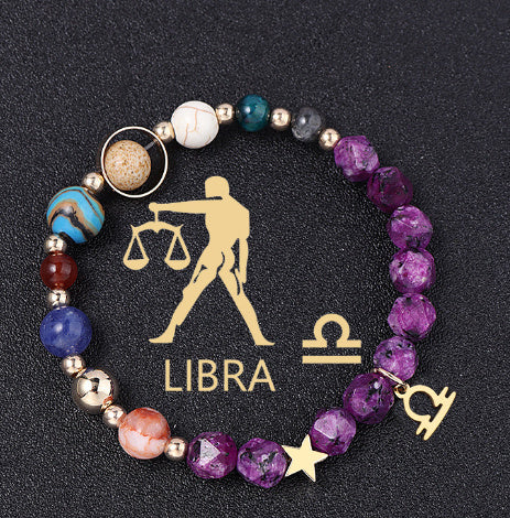 Twelve Constellations Bracelets Natural Stone Hemp Stone