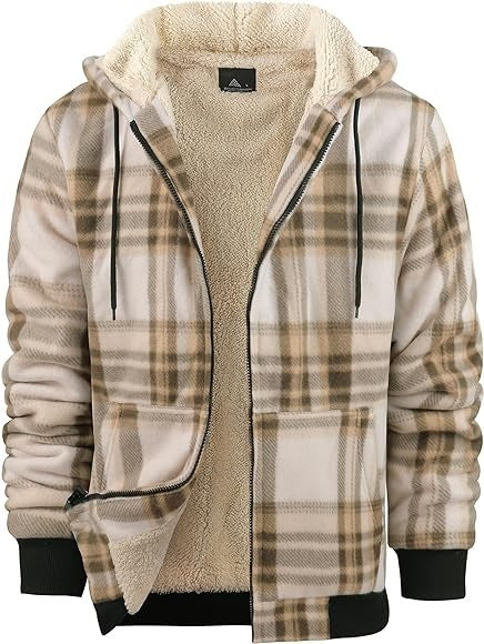 メンズ チェック柄 ジップアップ ジャケット 厚手 コットン パッド入り