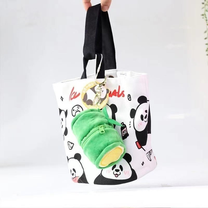 かわいい竹パイプのパンダキーホルダー