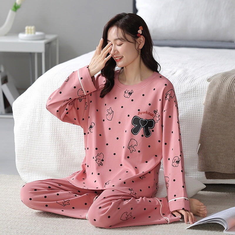 Loose Print Pajamas Women Autumn Pyjama Set