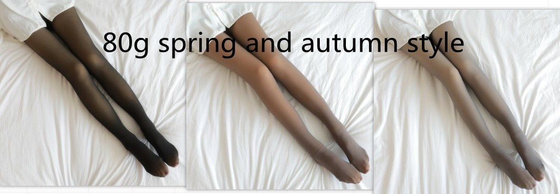 Fake Translucent Plus Size Leggings Fleece Lined