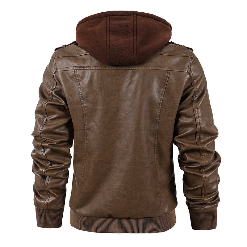Motorcycle Leather Men'S Jackets Stand Collar Men