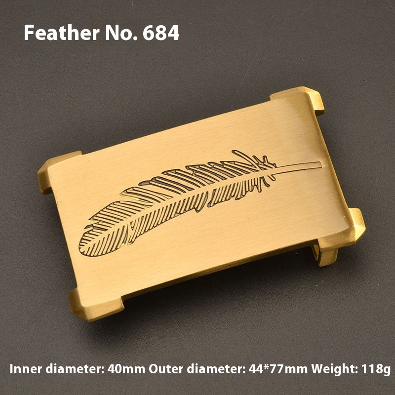 Pure Brass Belt Buckle Outer Wear Smooth