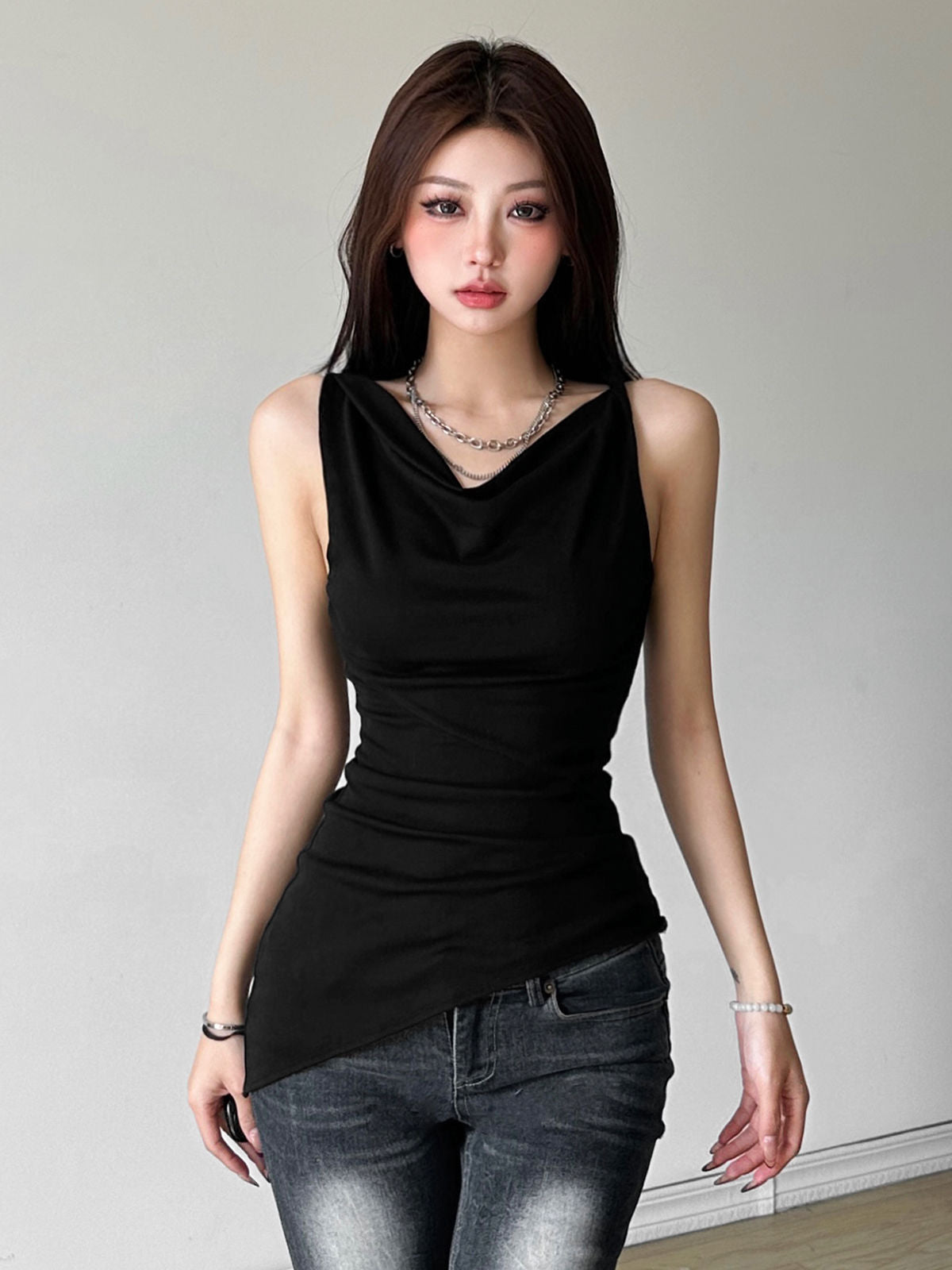 Women'S Multi-Wear Collarbone Thin Shoulder T-Shirt Summer