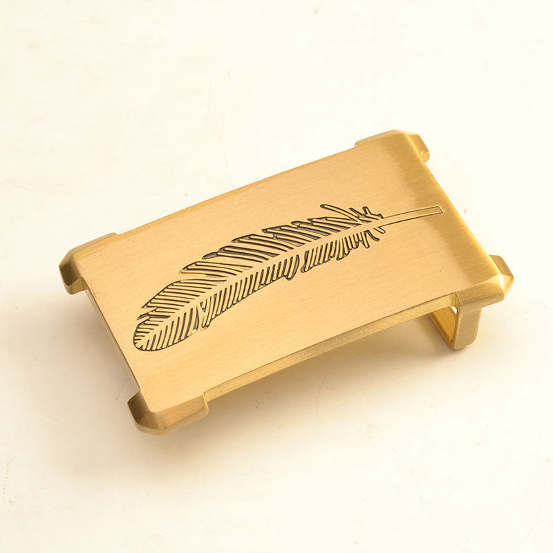 Pure Brass Belt Buckle Outer Wear Smooth