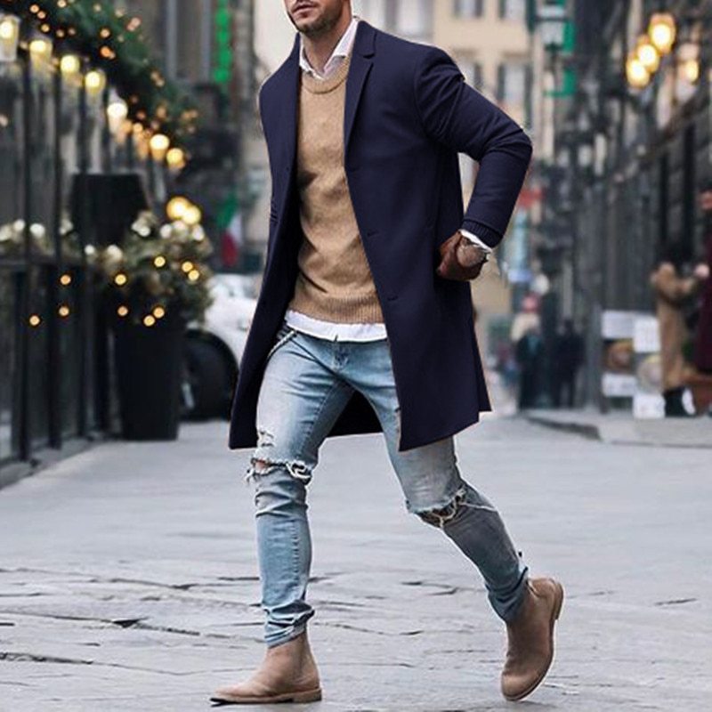 Men'S Trench Jackets Coats Overcoat Classic Jackets