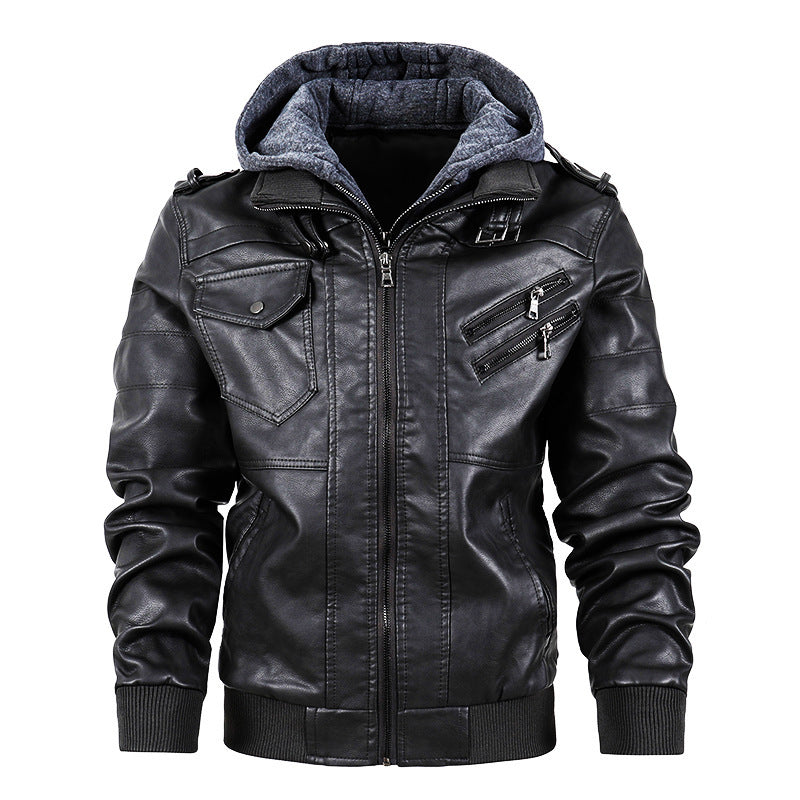 Motorcycle Leather Men'S Jackets Stand Collar Men