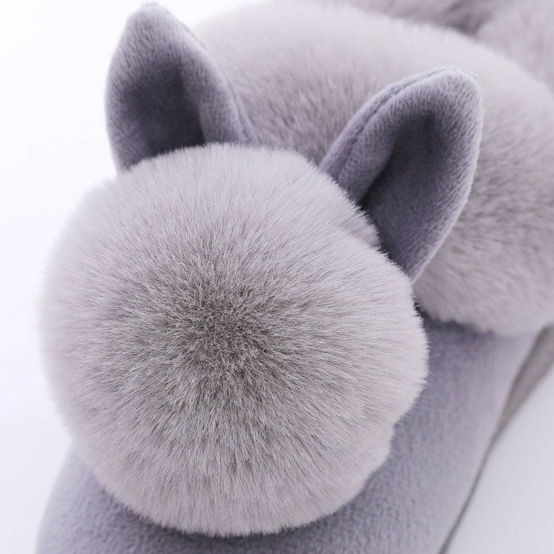 Autumn Cotton Slippers Fur Rabbit Home Warm