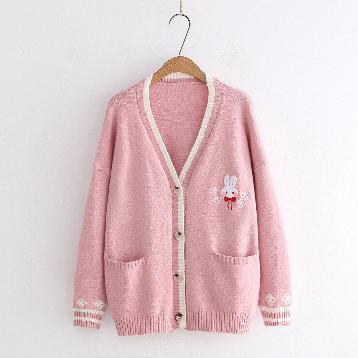 Loose Solid Color Rabbit Cardigan