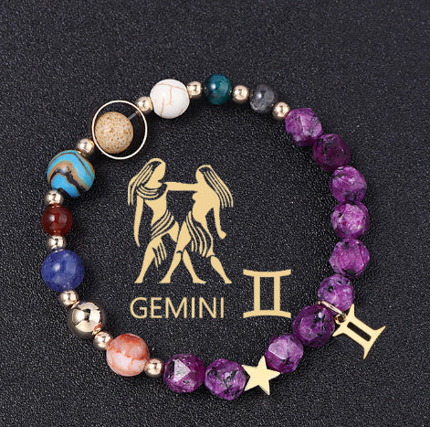 Twelve Constellations Bracelets Natural Stone Hemp Stone