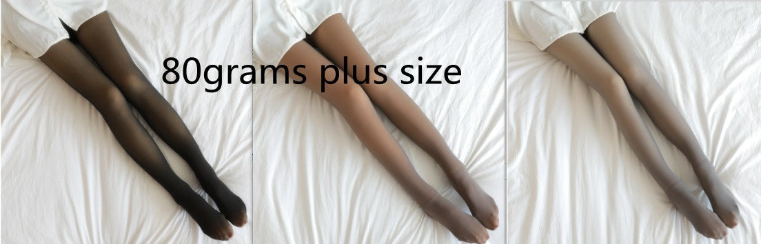 Fake Translucent Plus Size Leggings Fleece Lined