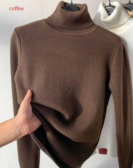 Turtle Neck Sweater Women Elegant Thick Female