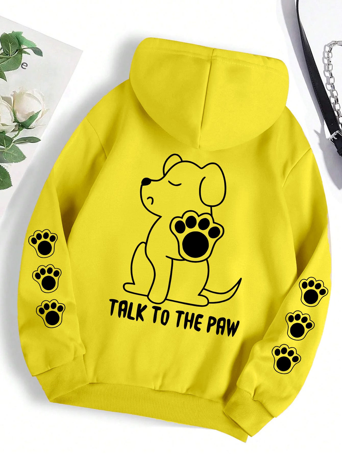 面白い犬の漫画プリントパーカーレディース暖かい