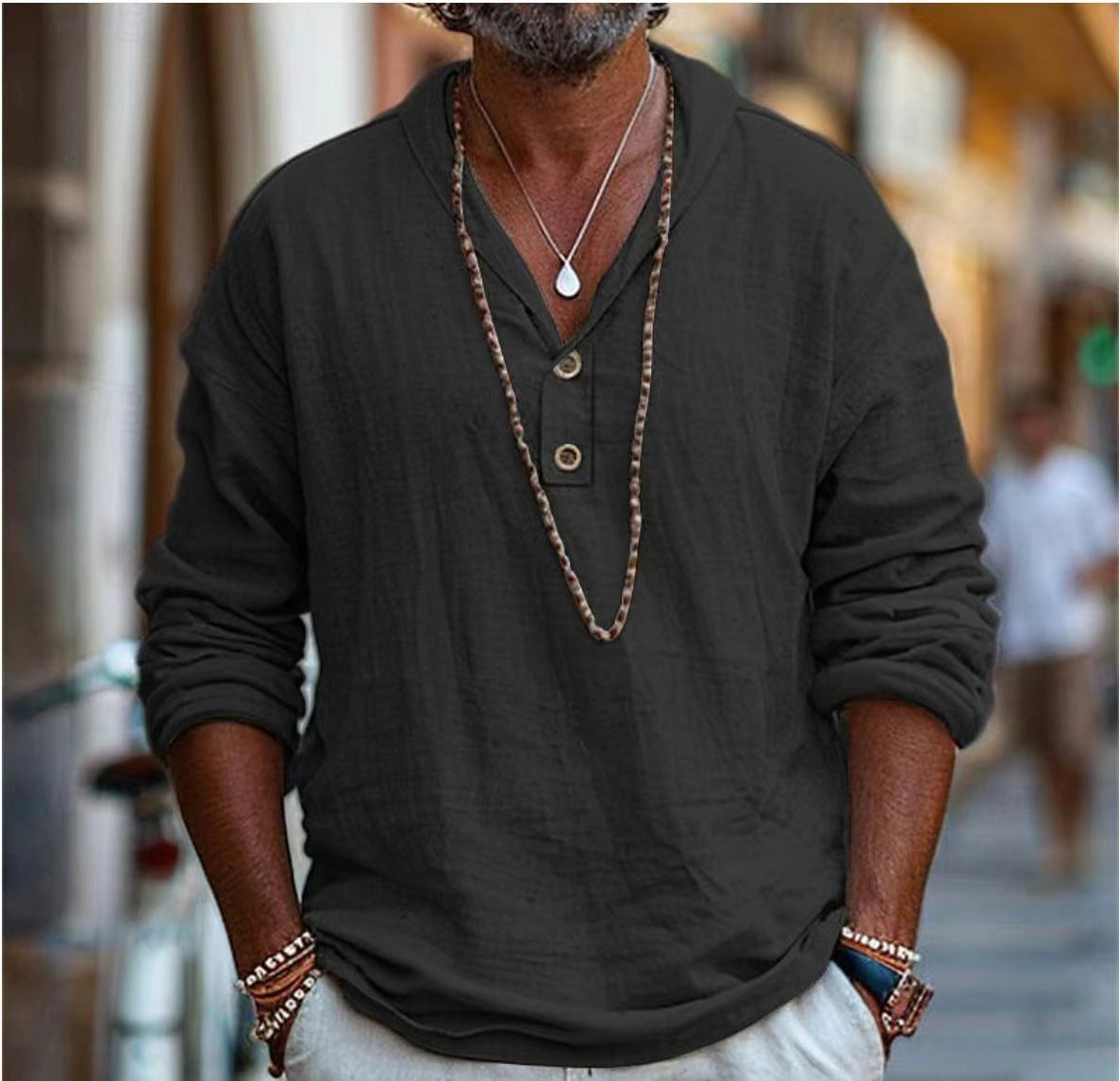 Retro Cotton And Linen Casual Long-Sleeved Shirt