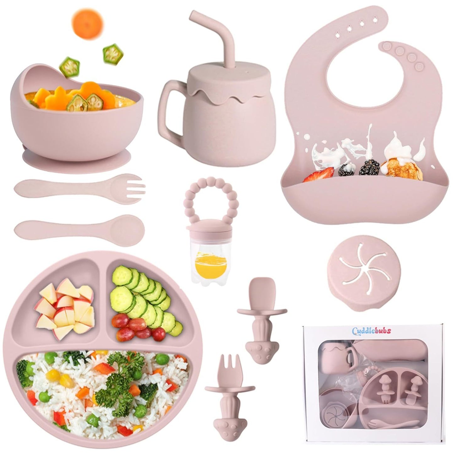 Silicone Baby Feeding Set With Suction, 10