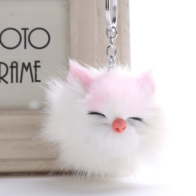 Cute Kitten Fur Ball Keychain Pendant Rabbit