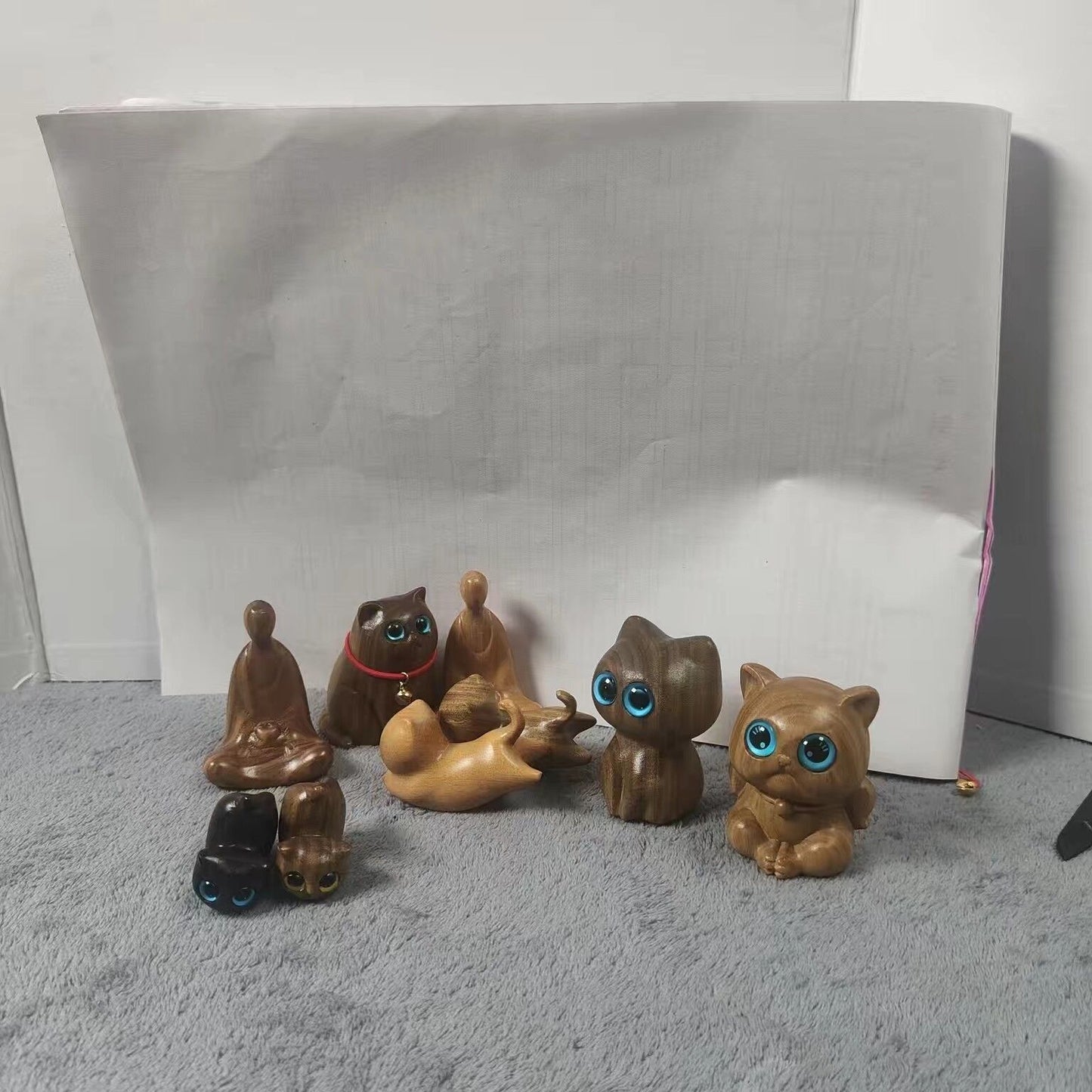 Sandalwood Kitten Ornaments Cute Hippo Mini Wooden
