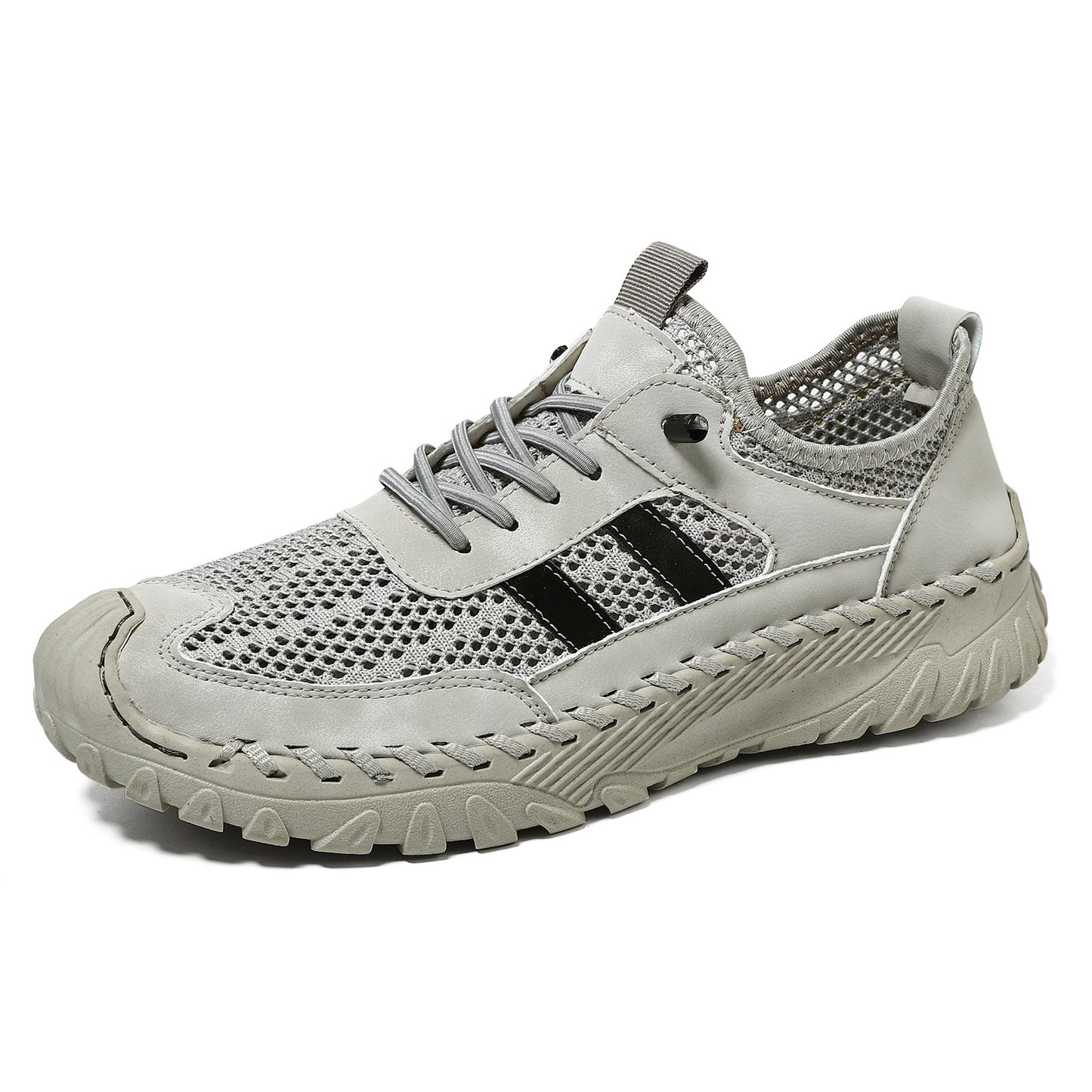 Plus Size Sewed Cowhide Mesh Korean Men'S