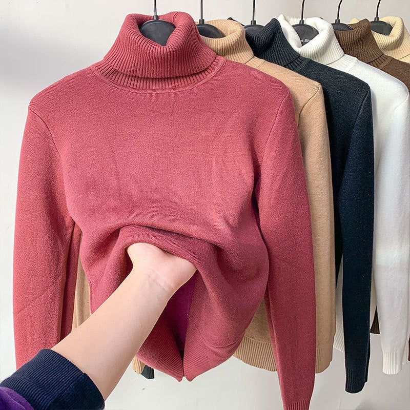 Turtle Neck Sweater Women Elegant Thick Female