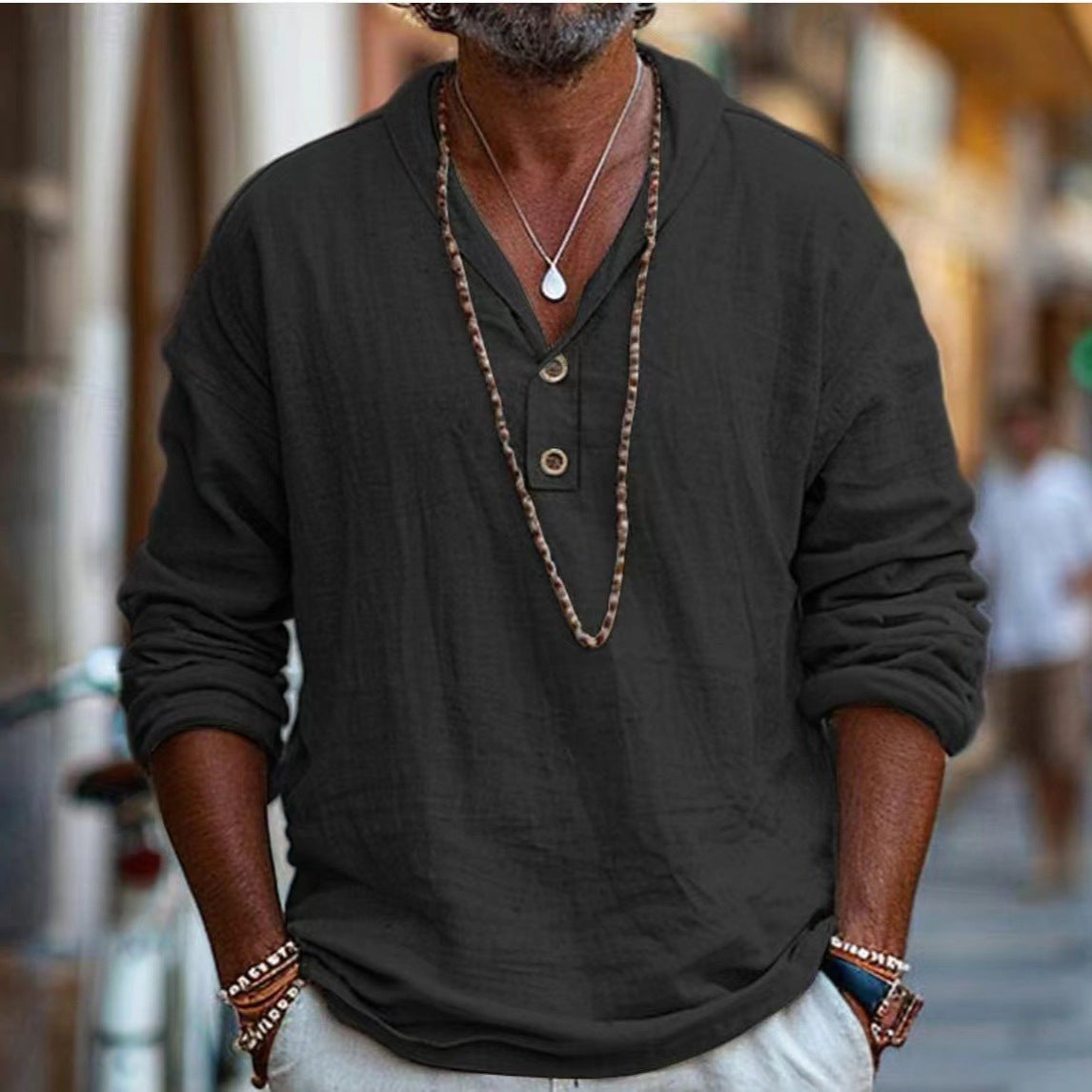 Retro Cotton And Linen Casual Long-Sleeved Shirt
