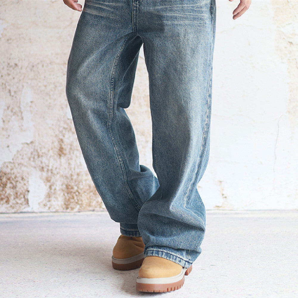 Heavy Water Washed Old Straight Leg Jeans