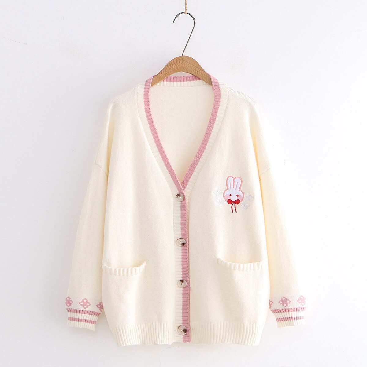 Loose Solid Color Rabbit Cardigan
