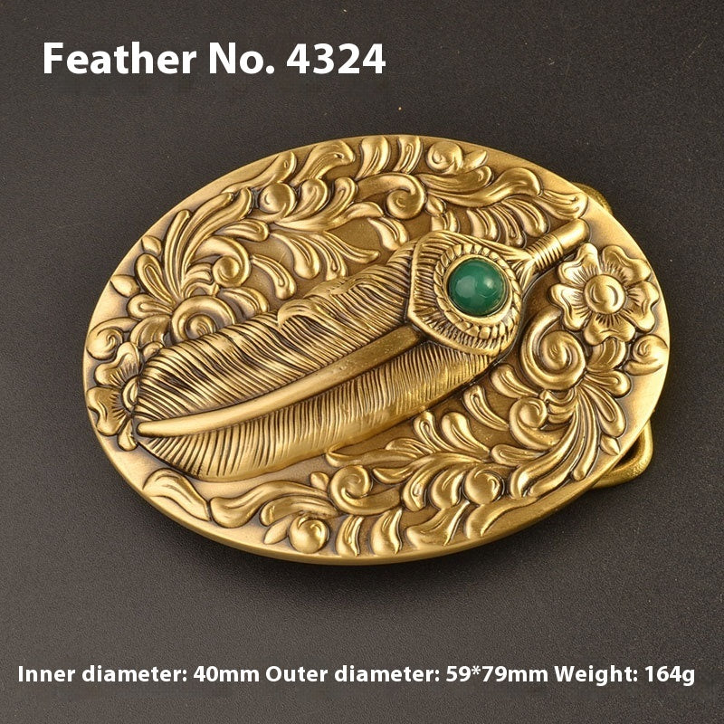 Pure Brass Belt Buckle Outer Wear Smooth