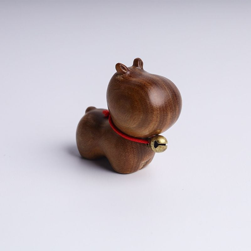 Sandalwood Kitten Ornaments Cute Hippo Mini Wooden