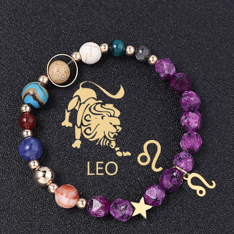 Twelve Constellations Bracelets Natural Stone Hemp Stone