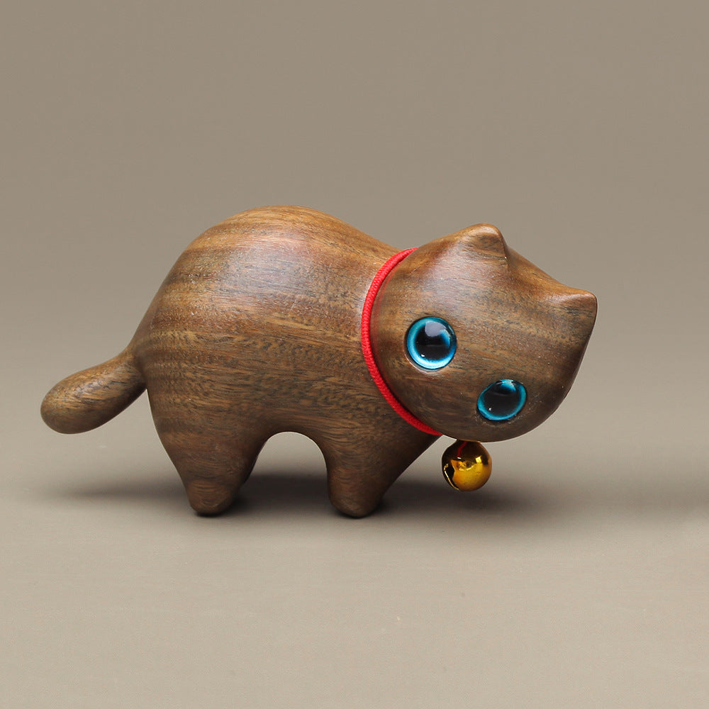 Sandalwood Kitten Ornaments Cute Hippo Mini Wooden