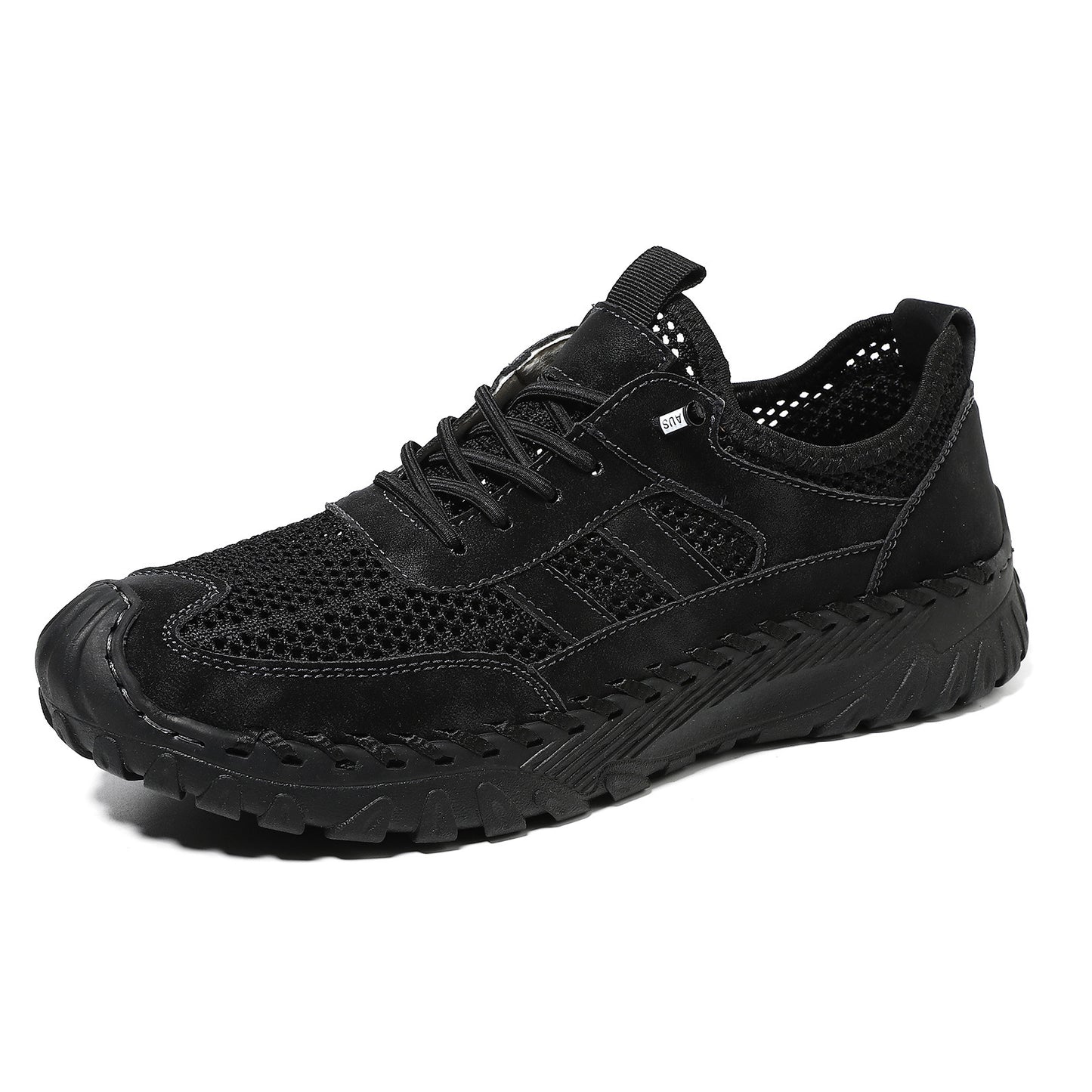 Plus Size Sewed Cowhide Mesh Korean Men'S