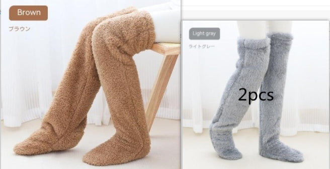Over Knee High Fuzzy Socks Cold Leg