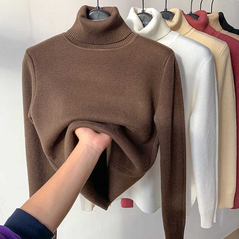 Turtle Neck Sweater Women Elegant Thick Female