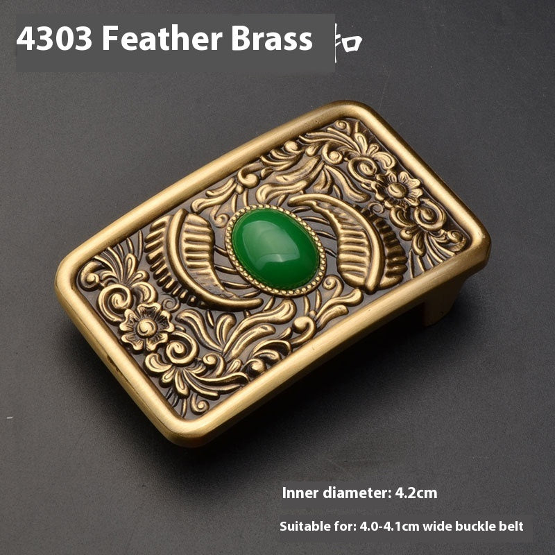 Pure Brass Belt Buckle Outer Wear Smooth