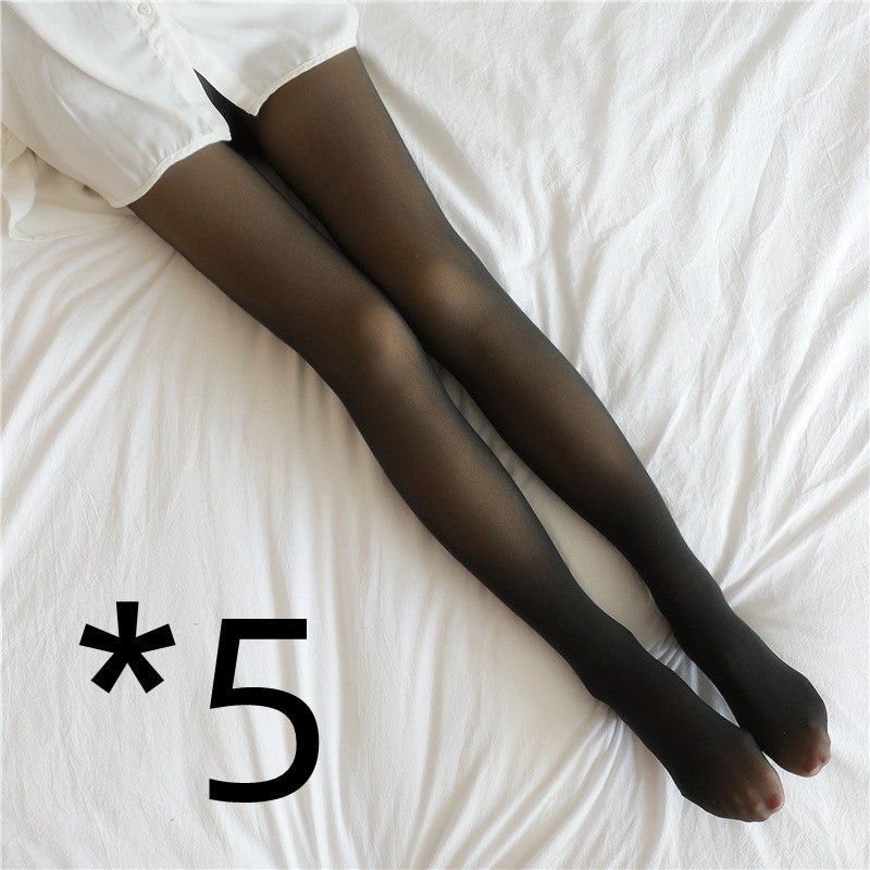 Fake Translucent Plus Size Leggings Fleece Lined