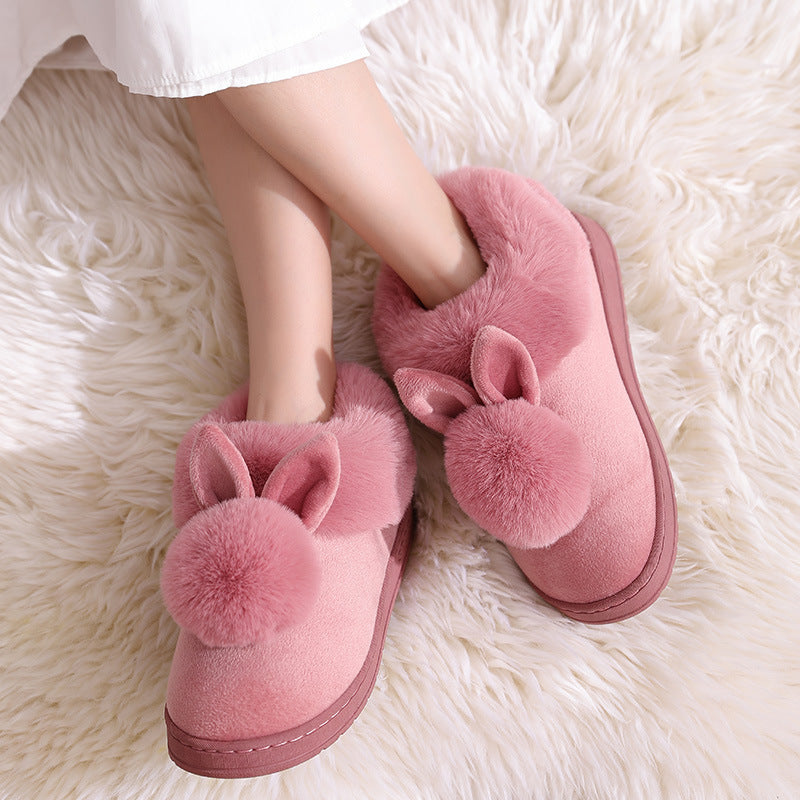 Autumn Cotton Slippers Fur Rabbit Home Warm