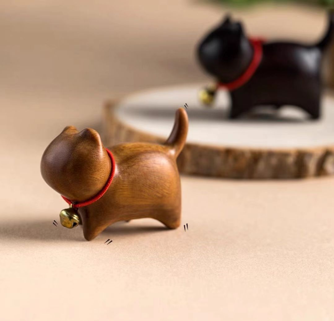 Sandalwood Kitten Ornaments Cute Hippo Mini Wooden