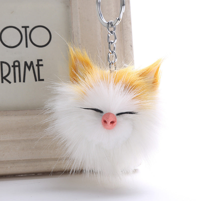 Cute Kitten Fur Ball Keychain Pendant Rabbit