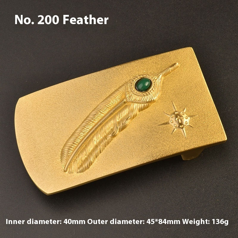 Pure Brass Belt Buckle Outer Wear Smooth