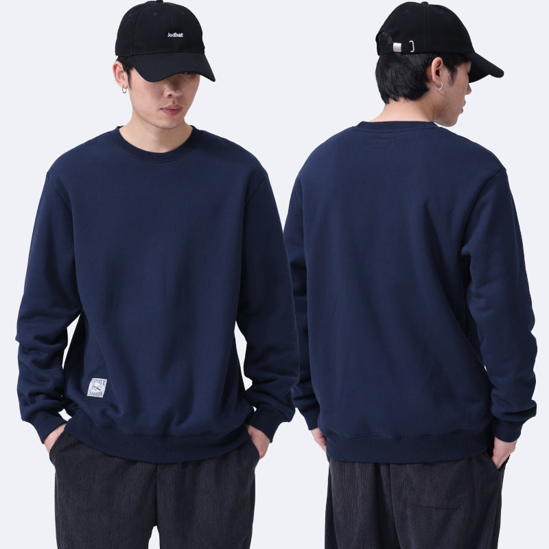 Fleece Sweatshirt Round Neck Pullover Top For