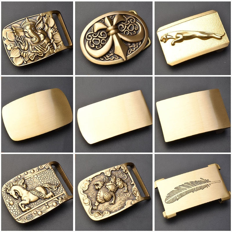 Pure Brass Belt Buckle Outer Wear Smooth