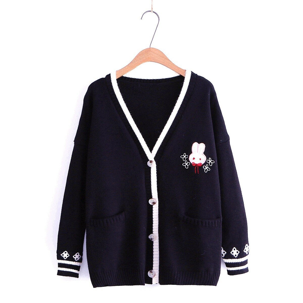 Loose Solid Color Rabbit Cardigan