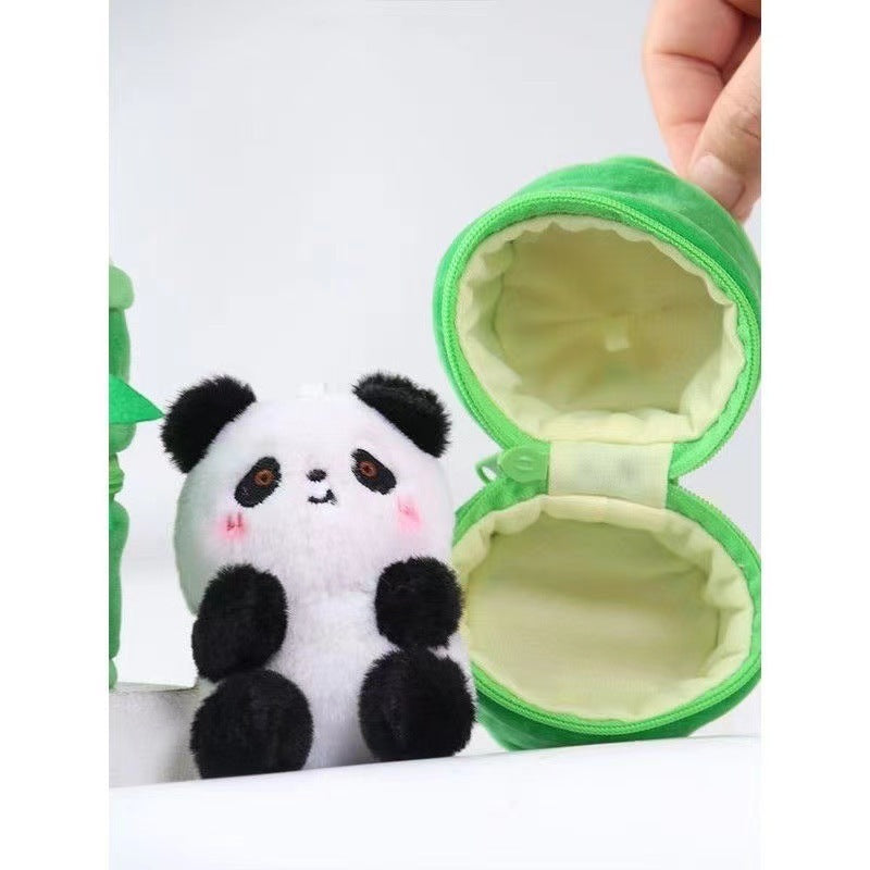 かわいい竹パイプのパンダキーホルダー