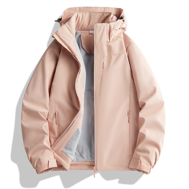 Couple Single-Layer Jacket Windproof Sports Fleece-Lined Padded