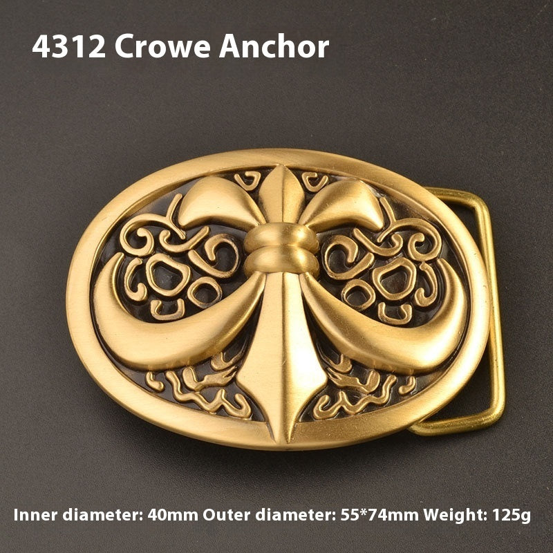 Pure Brass Belt Buckle Outer Wear Smooth