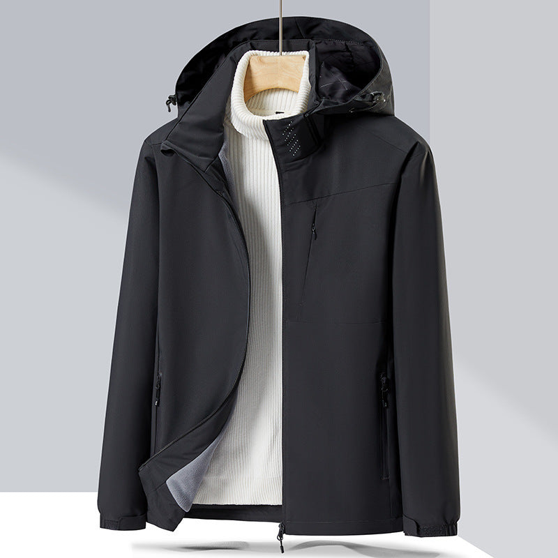 Couple Single-Layer Jacket Windproof Sports Fleece-Lined Padded