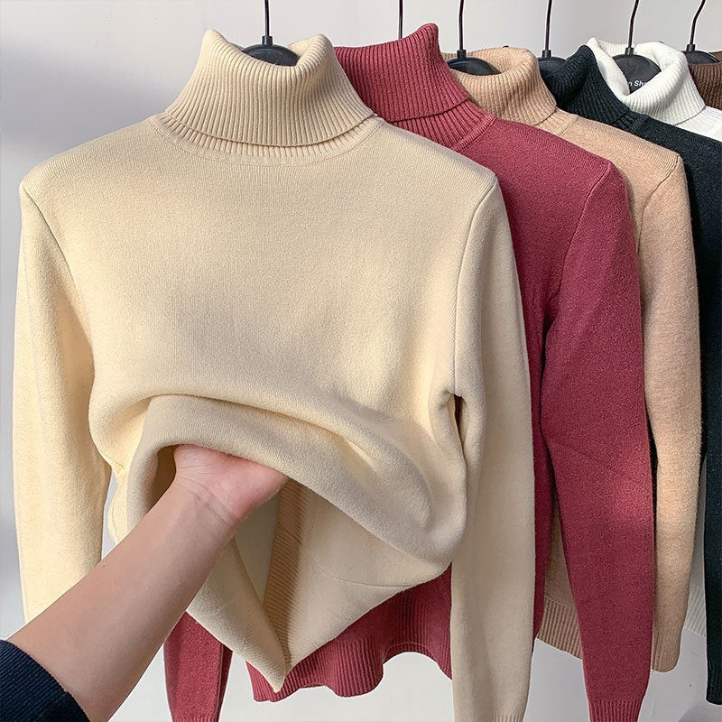 Turtle Neck Sweater Women Elegant Thick Female