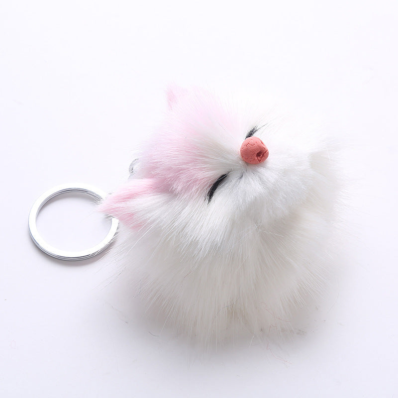 Cute Kitten Fur Ball Keychain Pendant Rabbit