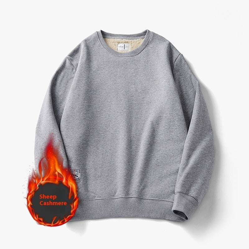 Fleece Sweatshirt Round Neck Pullover Top For