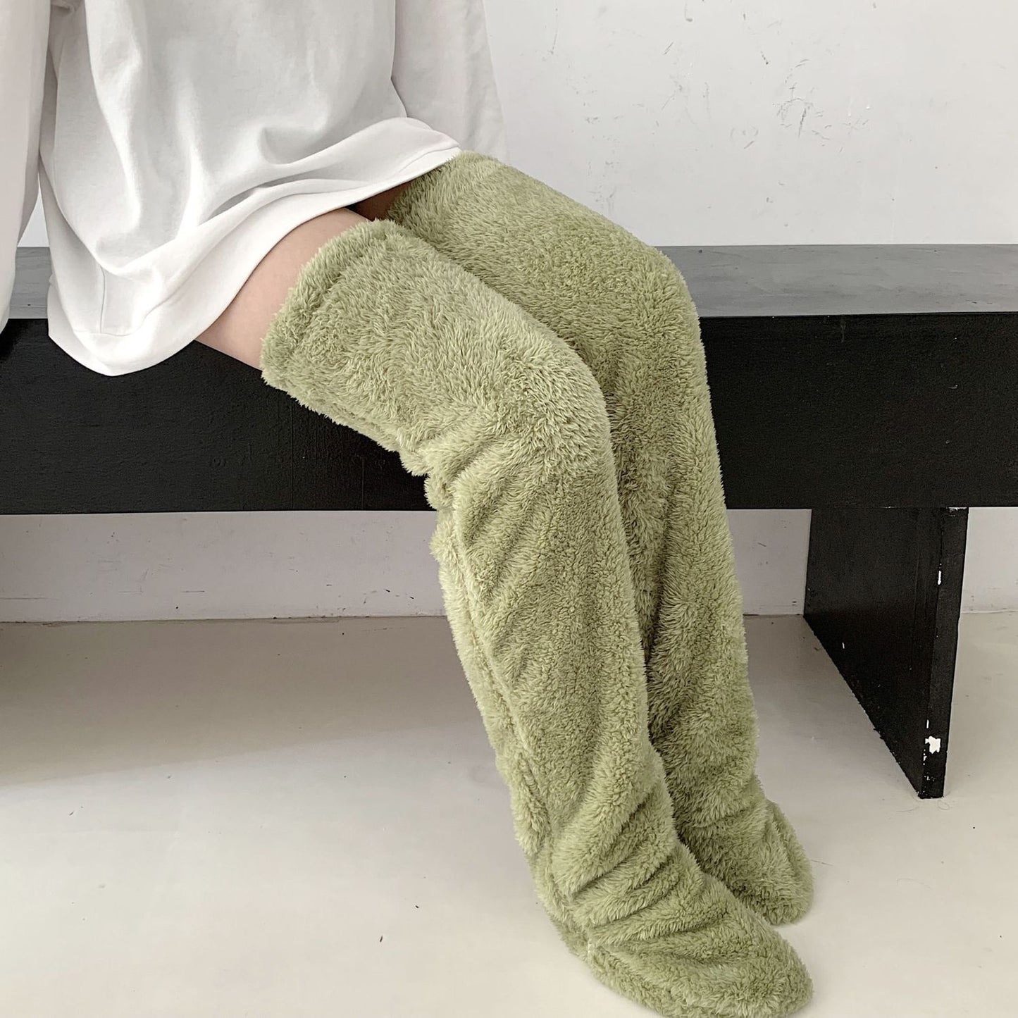 Over Knee High Fuzzy Socks Cold Leg